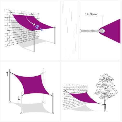Voile d'ombrage rouge rectangulaire 4x6 m en tissu oxford traité UV