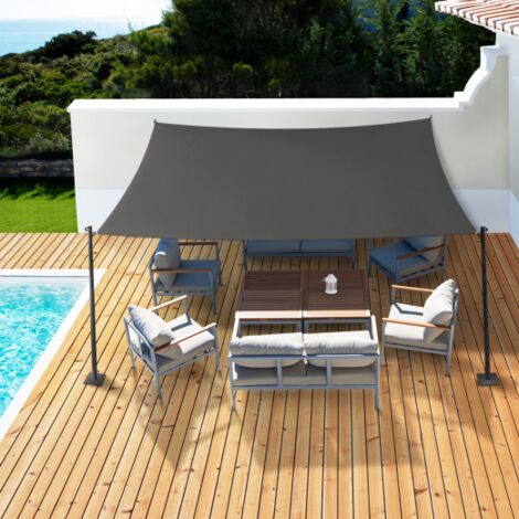 Voile d'ombrage rectangulaire 4x6 M gris – Densité 180 gr/m²