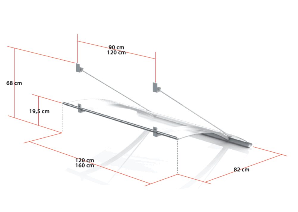 marquise moderne aluminium 120/160 cm - Métal & Polycarbonate Gris Anthracite