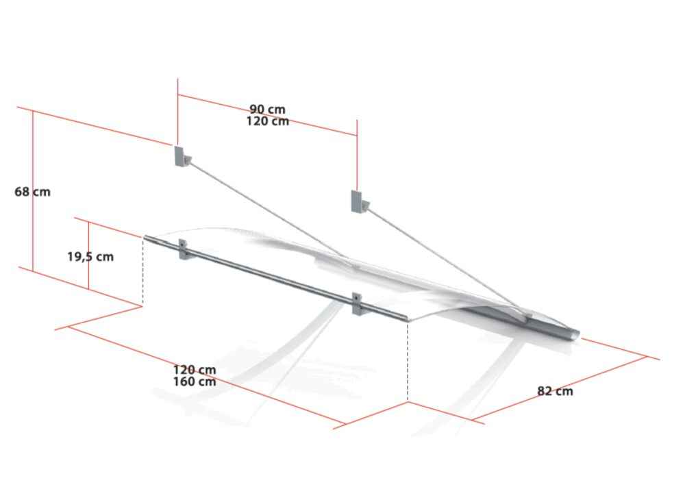 marquise moderne aluminium 120/160 cm - Métal & Polycarbonate Gris Anthracite