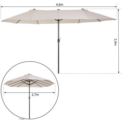 Parasol droit 455x270cm en acier et polyester