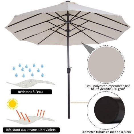 Parasol droit 455x270cm en acier et polyester