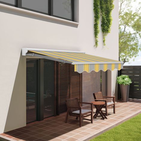 store banne 4x3 m manuel semi coffre pour terrasse - Gris jaune