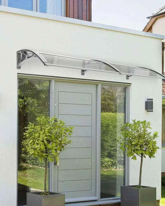 marquise de porte blanche 190x100cm transparent en polycarbonate