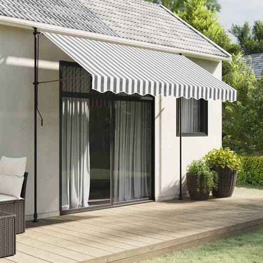 auvent toile terrasse 200x120cm noir et blanc en tissu waterproof