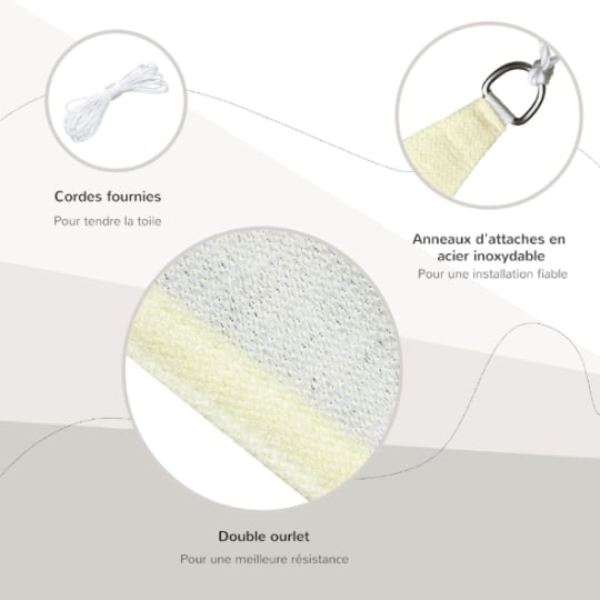 Voile d'ombrage polyéthylène triangulaire L.360xl.360 cm