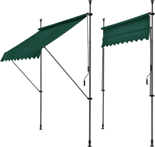 auvent terrasse rétractablevert en tissu imperméable 200 à 400x120cm
