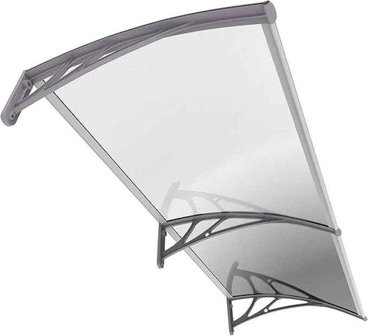 marquise de porte aluminium 160x60cm transparent en polycarbonate