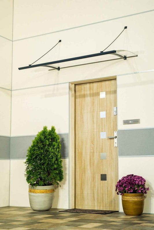 marquise moderne aluminium 120/160 cm - Métal & Polycarbonate Gris Anthracite