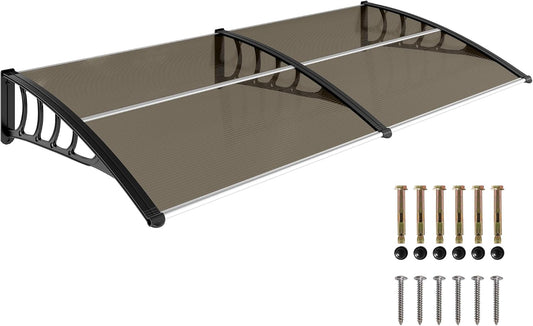auvent et marquise 200x60cm transparent noir en polycarbonate