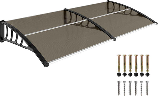 auvent et marquise 200x60cm transparent noir en polycarbonate