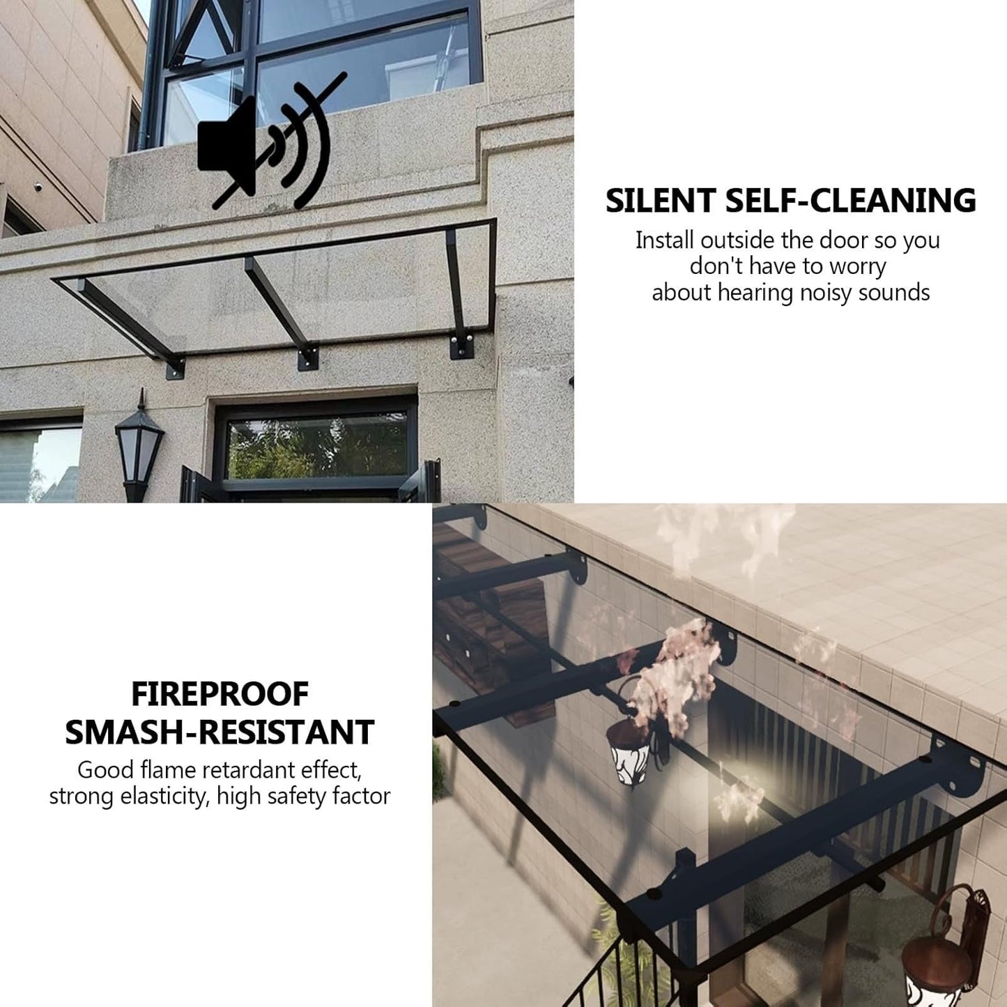 marquise auvent en verre 100x100cm