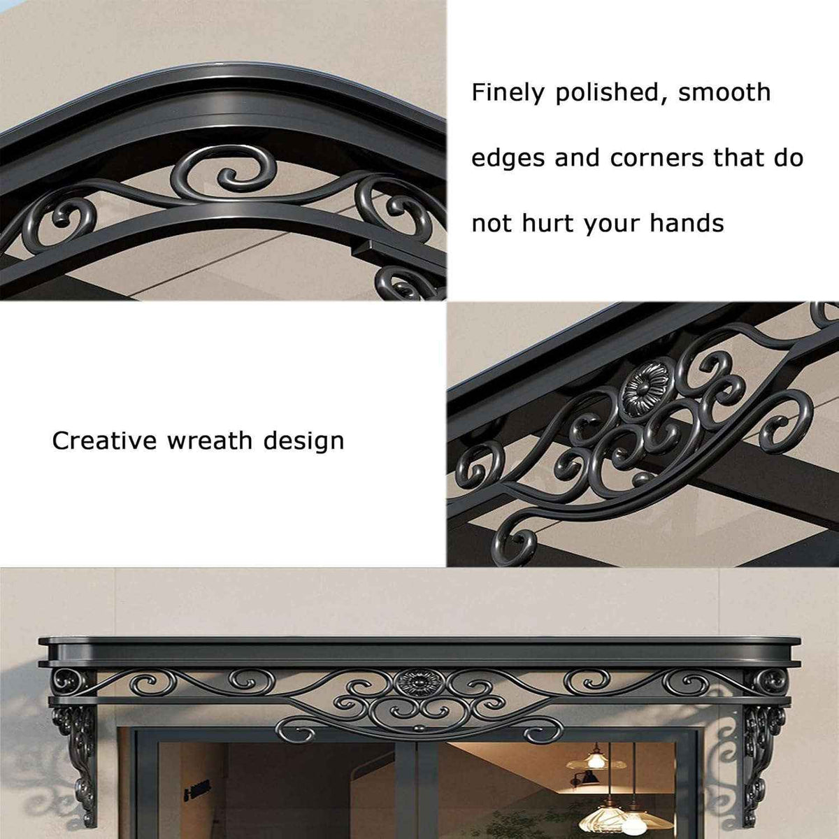 marquise de porte fer forgé 250x100cm