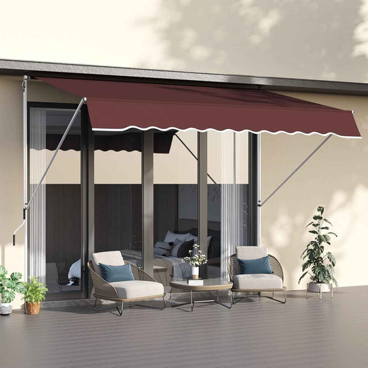 auvent rétractable pour terrasse rouge imperméable 200 à 400x120cm