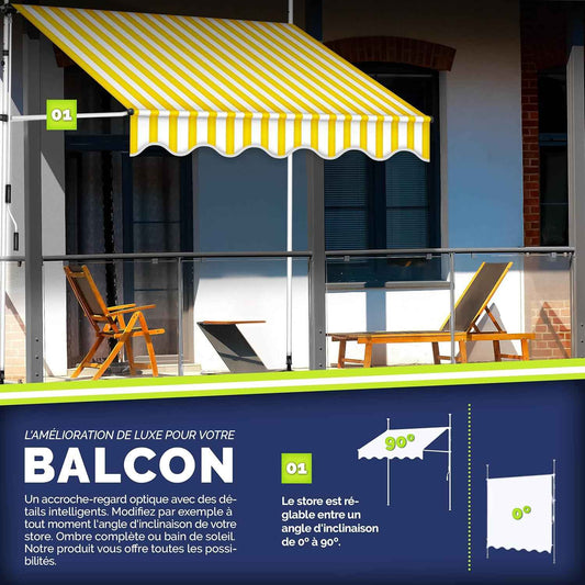 auvent balcon sans perçage 200 à 400cm