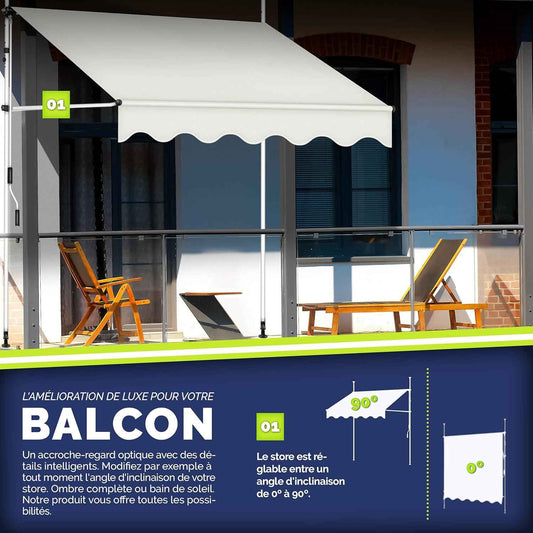 auvent sur terrasse 200x120cm blanc imperméable