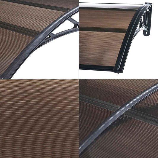 marquise et auvent de porte 240x80cm polycarbonate noir marron