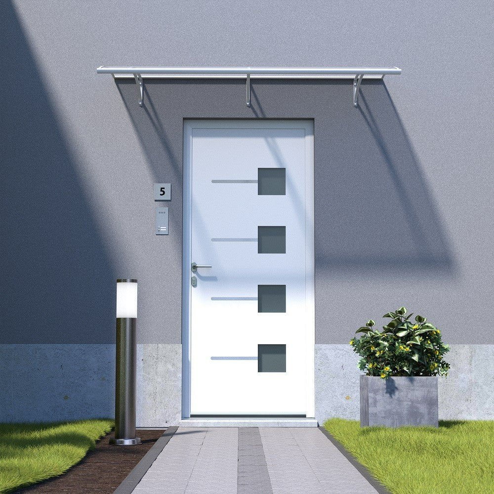 auvent de porte moderne ALU Largo XL 197x82, plaque acrylique transparente