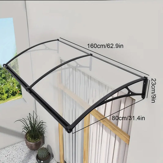 marquise de porte ancienne 160x80cm transparent en polycarbonate