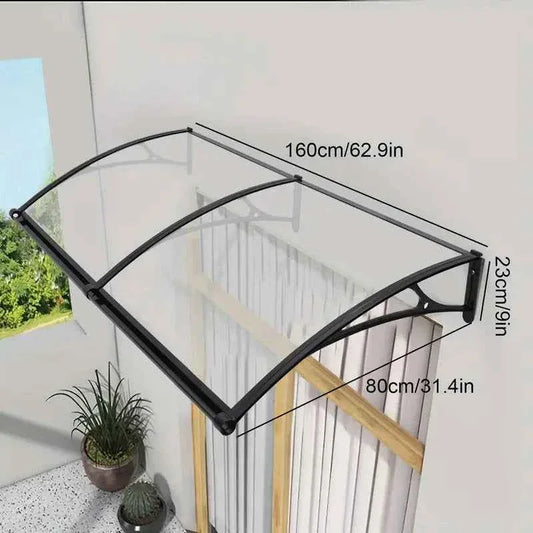 marquise de porte ancienne 160x80cm transparent en polycarbonate
