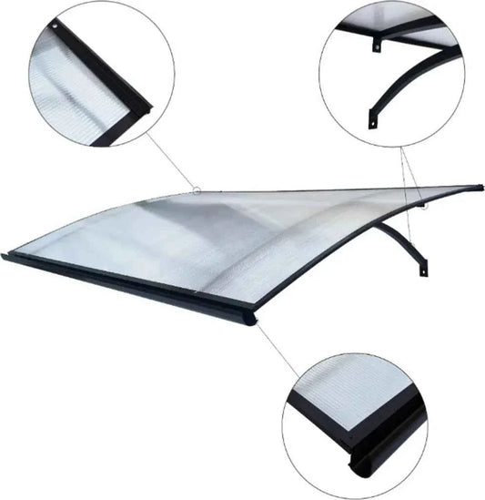 auvent marquise de porte Aluminum STARK 160x100x25cm 6mm polycarbonate