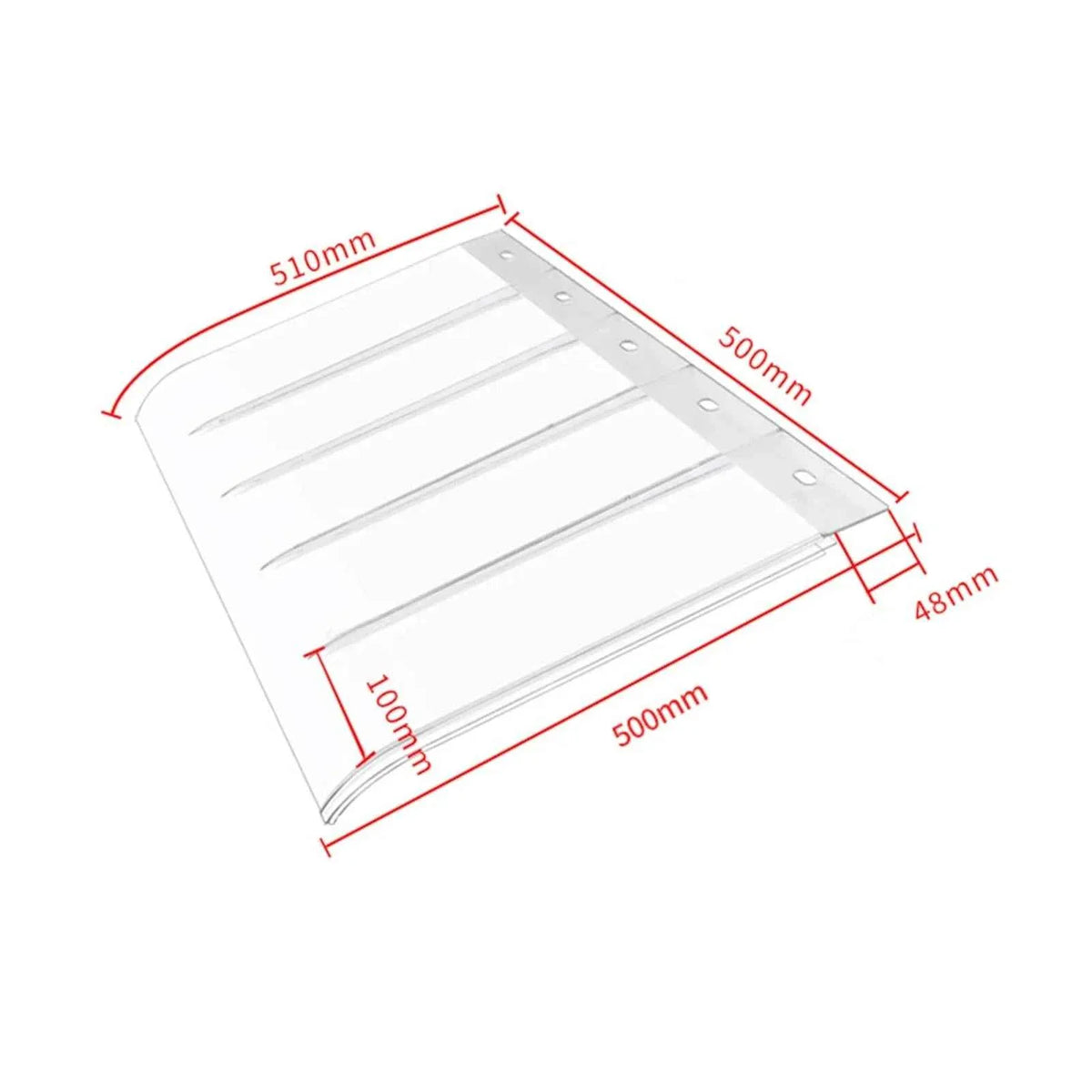 une marquise de porte 50x50cm transparent en polycarbonate