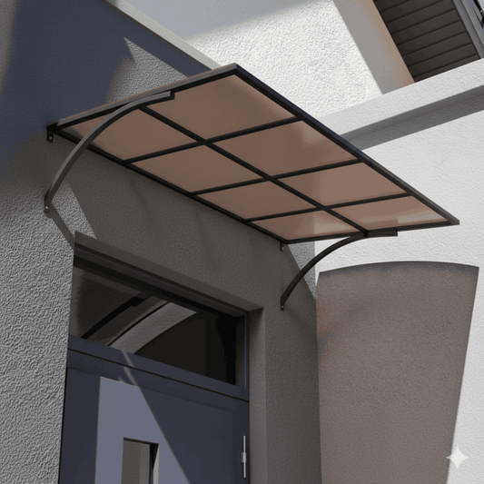 marquise 239x90cm porte de garage en marron et noir en polycarbonate