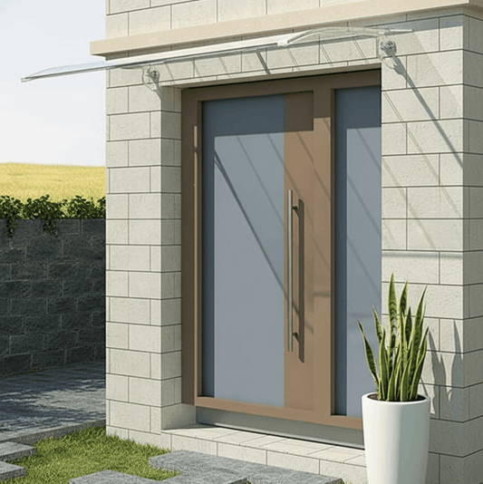 abri de porte marquise 40x40cm transparent en polycarbonate