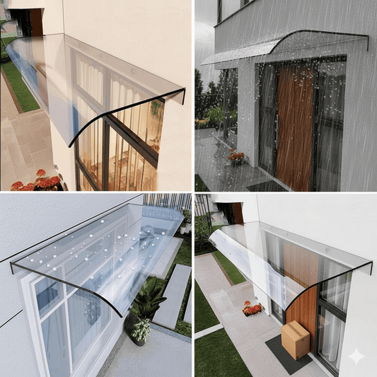 auvents et marquises de porte 100x40cm transparent en polycarbonate