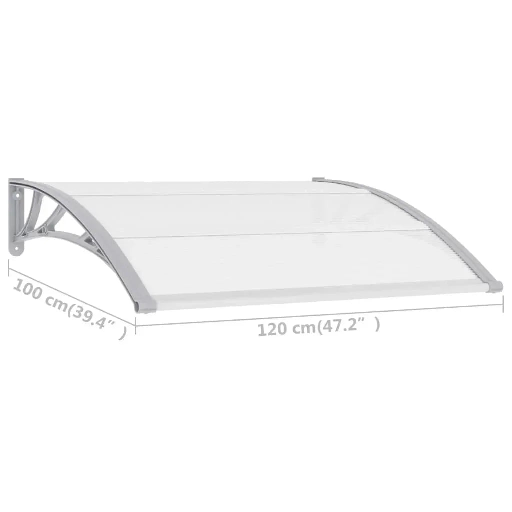 dessus de porte marquise 120x100cm transparent en polycarbonate
