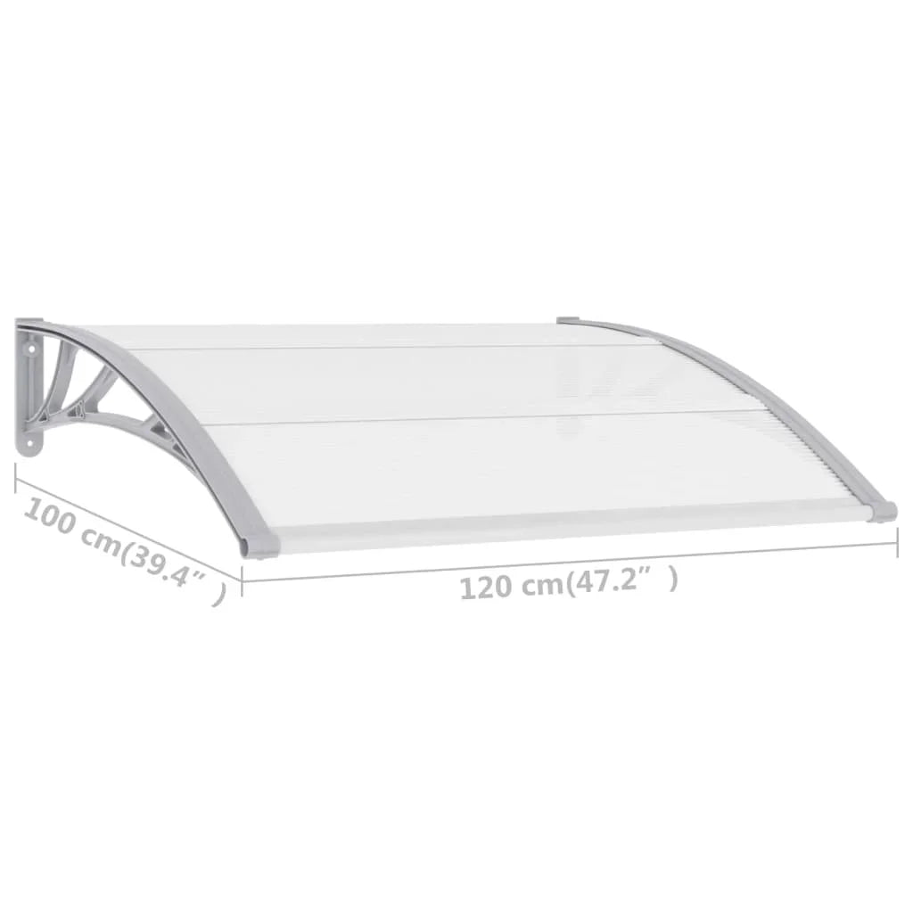 dessus de porte marquise 120x100cm transparent en polycarbonate