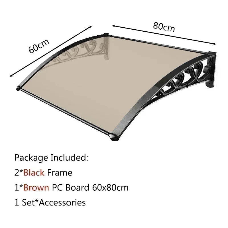 ancienne marquise de porte 80x60cm polycarbonate noir et marron