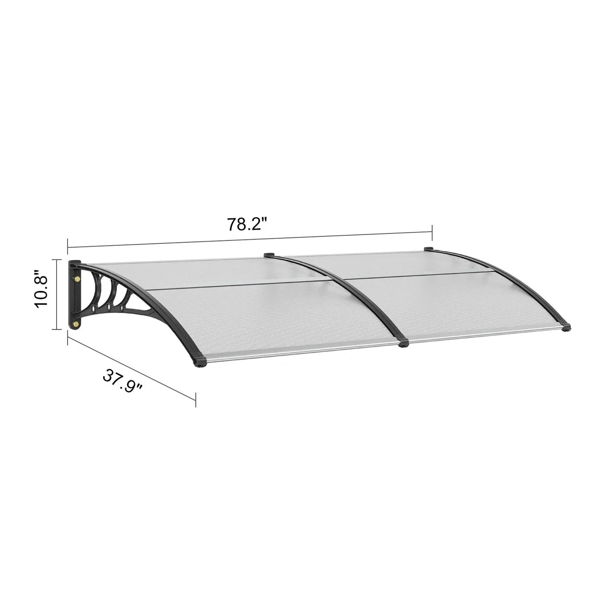 auvent et marquise 80x40cm transparent en polycarbonate