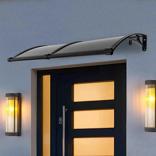 auvent de porte d'entrée 120 x 60 cm noir en polycarbonate