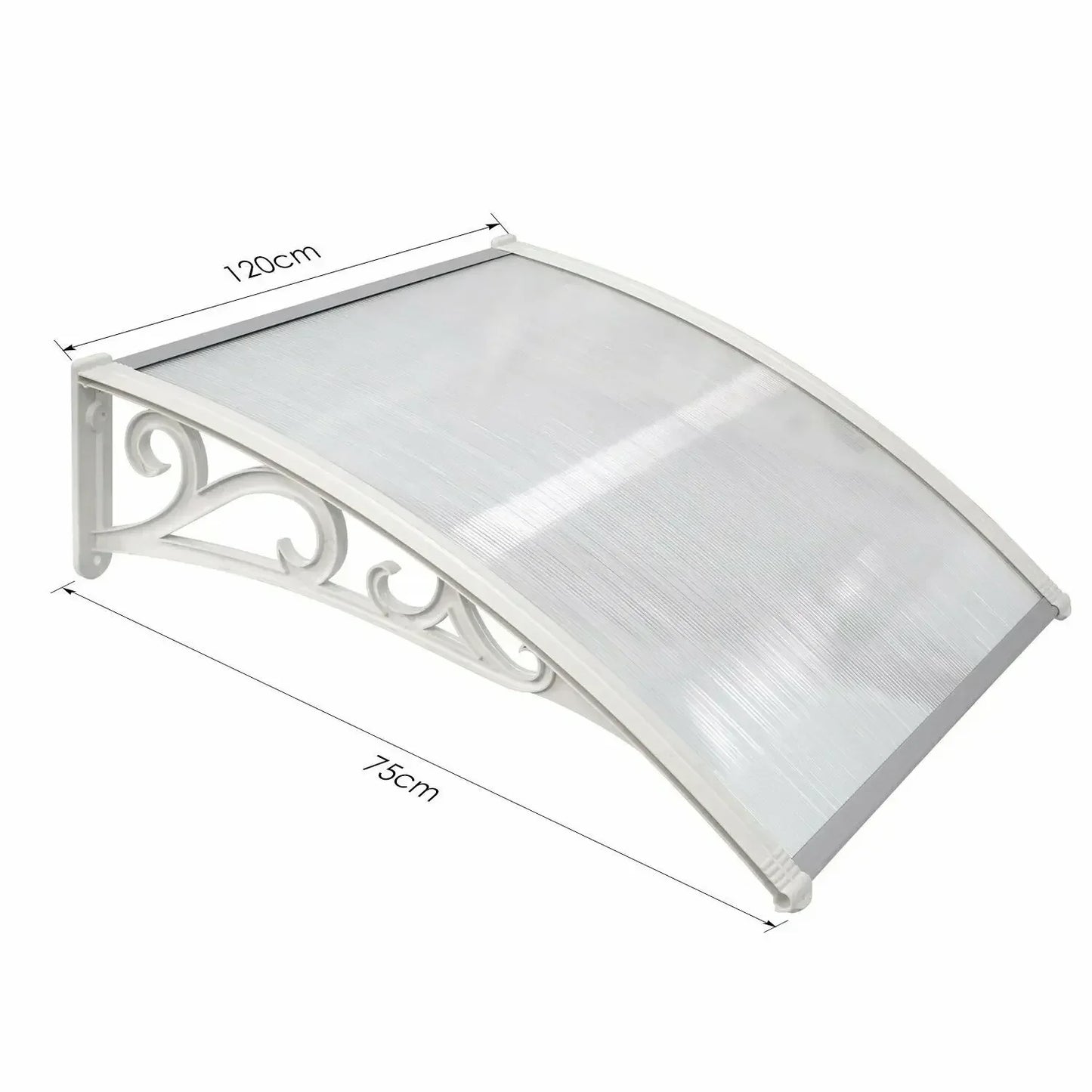 marquise pour dessus de porte 120x75cm transparent en polycarbonate