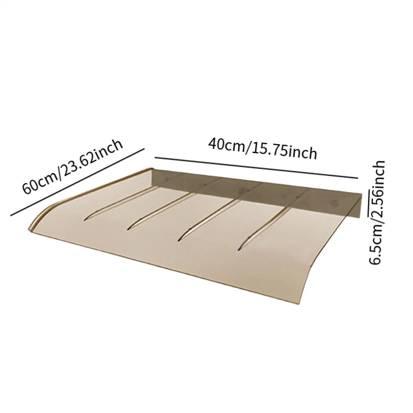 abri marquise auvent 60x40cm brun en polycarbonate
