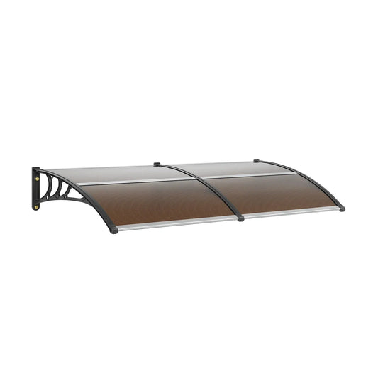 auvent de porte en bois 120x40cm transparent marron noir en polycarbonate