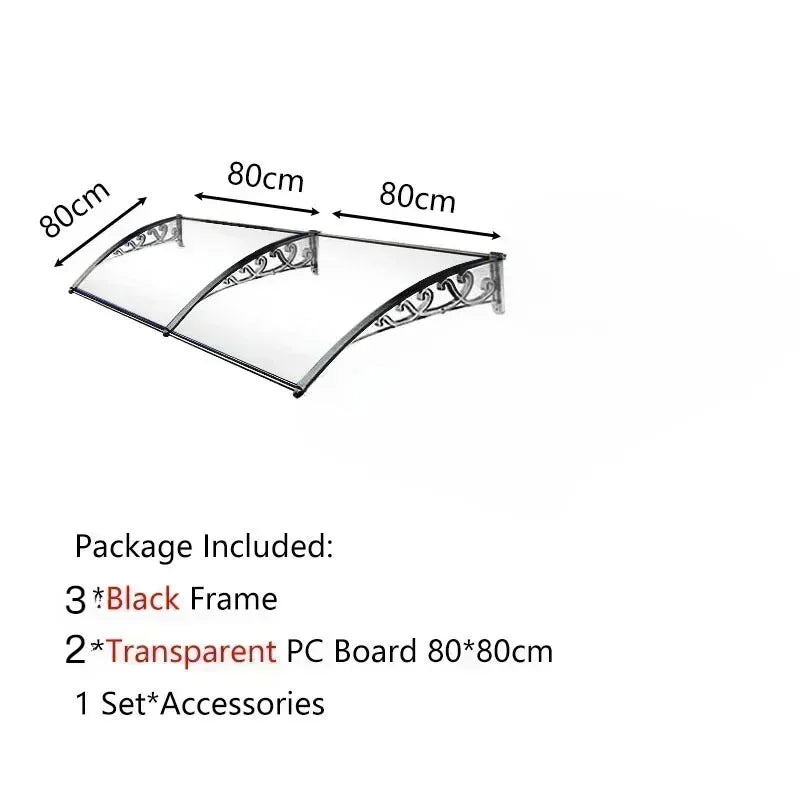 marquise de porte ancienne 160x80cm transparent en polycarbonate