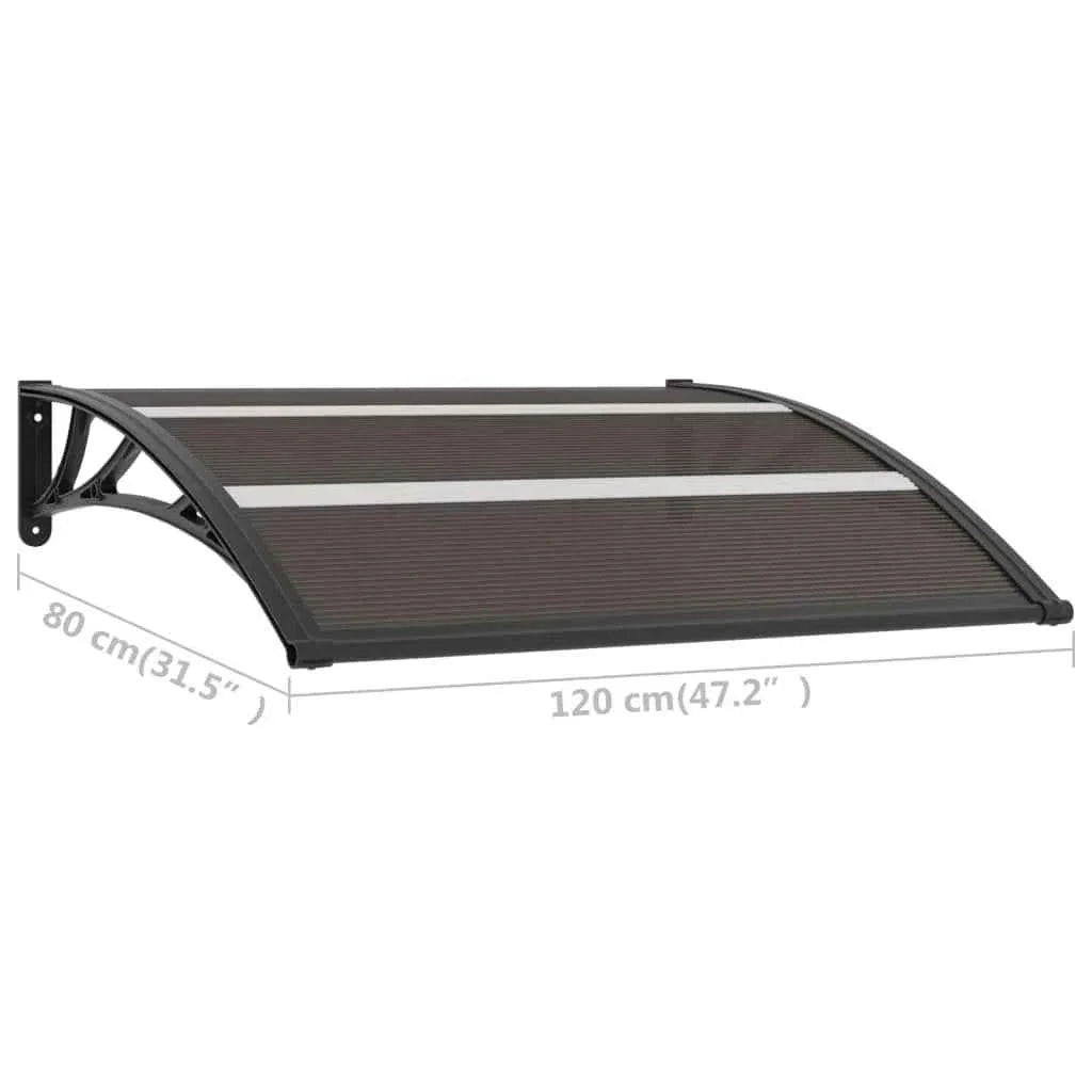 marquise de porte 120x80cm noir en polycarbonate