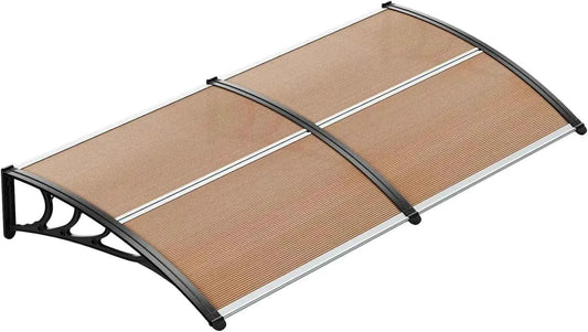 auvent de porte bois 190x100cm marron en polycarbonate