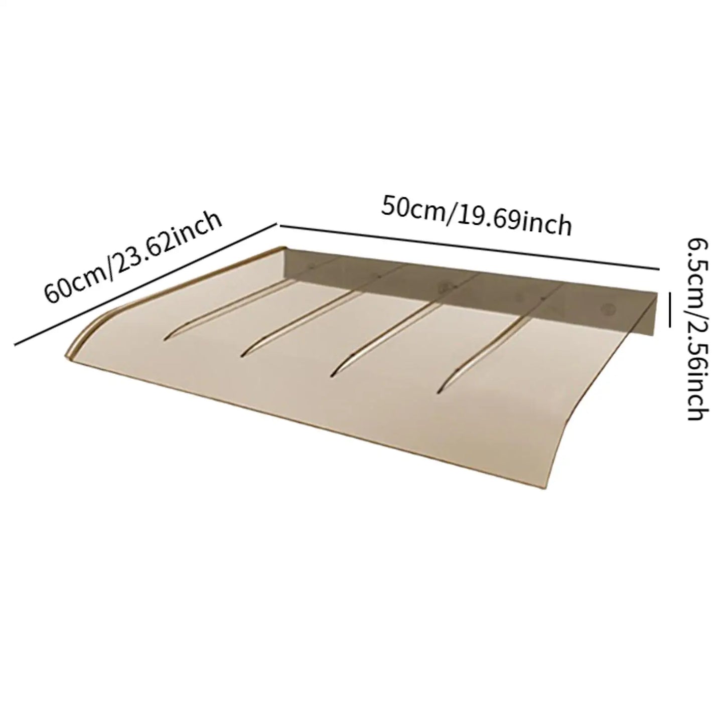 marquise auvent porte 60x50cm brun en polycarbonate