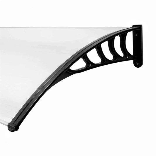 auvent marquise contemporaine 150x90cm transparent et noir en polycarbonate