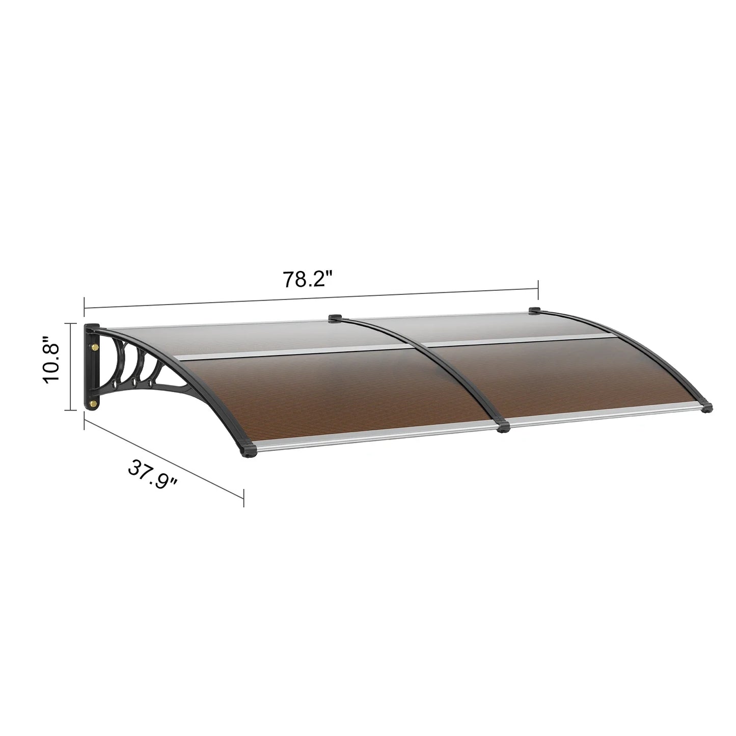 marquise de porte en bois 80x40cm marron en polycarbonate