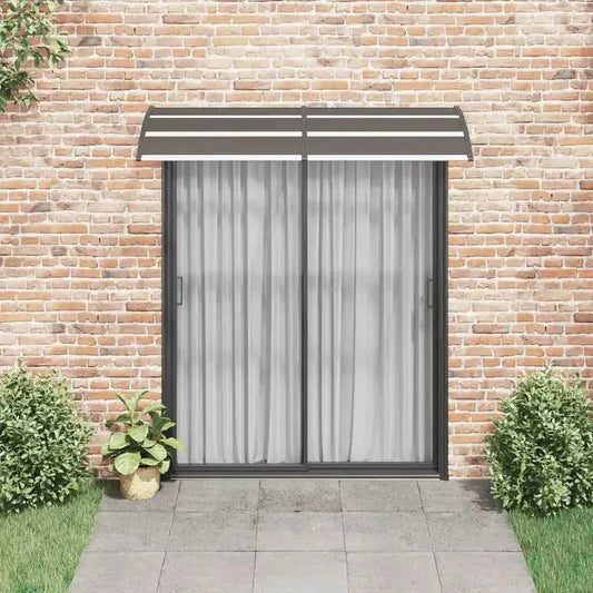 auvent de porte exterieur 200x75cm transparent marron en polycarbonate
