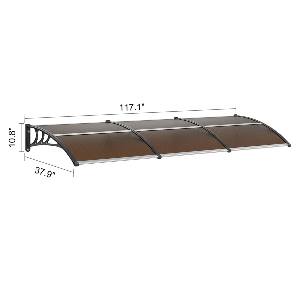 auvent de porte en bois 120x40cm transparent marron noir en polycarbonate