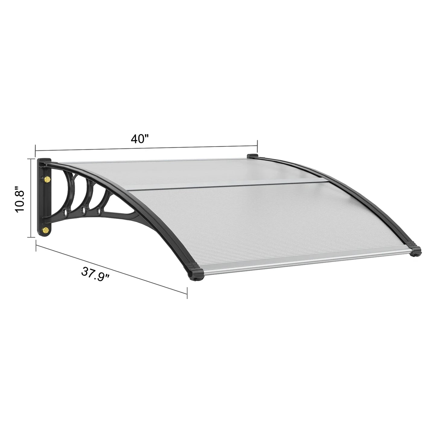 auvent marquise de porte 40x40cm transparent en polycarbonate