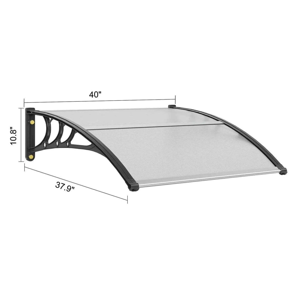 auvent marquise de porte 40x40cm transparent en polycarbonate
