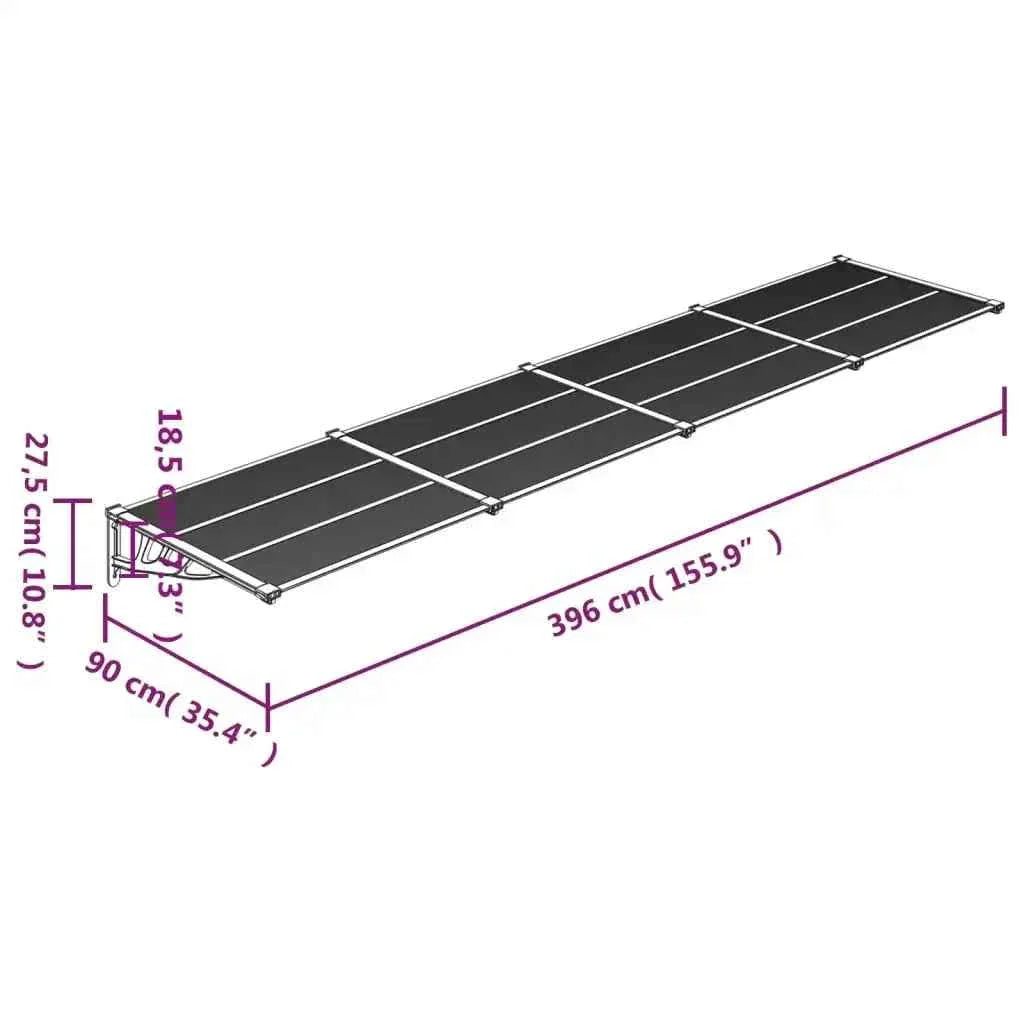 marquise 239x90cm porte de garage en marron et noir en polycarbonate