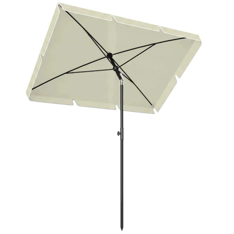 Parasol de jardin droit rectangulaire inclinable 2 x 1,3 m beige clair