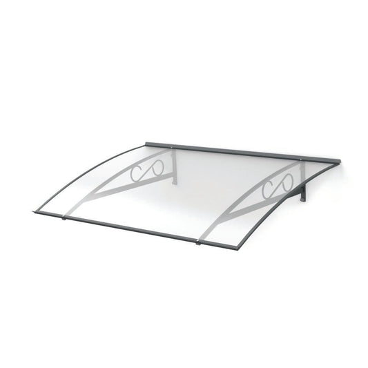 marquise porte d'entrée moderne ALU anthracite Piaf 150x90 Paris, panneau cellulaire en polycarbonate